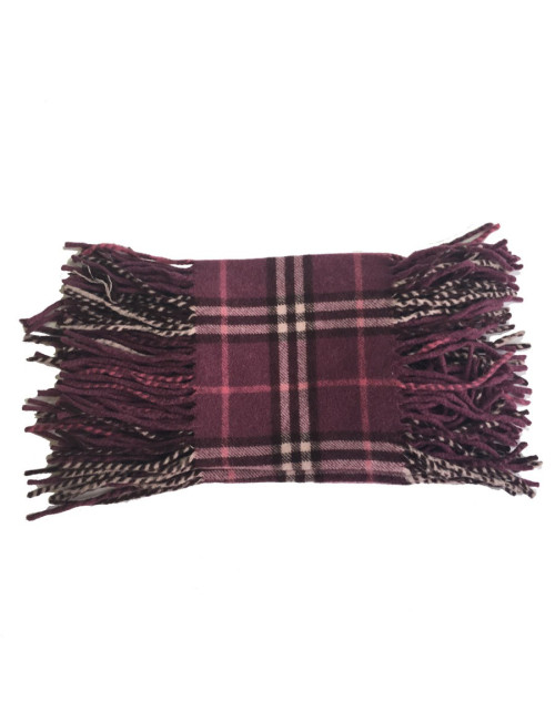 Echarpe BURBERRY à franges en cachemire prune