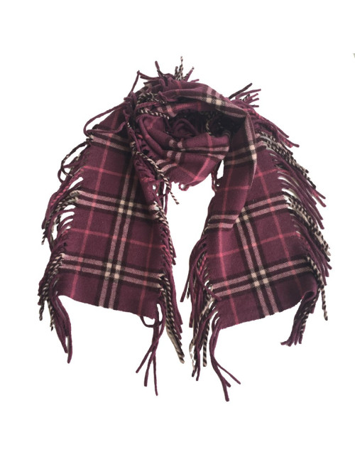 Echarpe BURBERRY à franges en cachemire prune