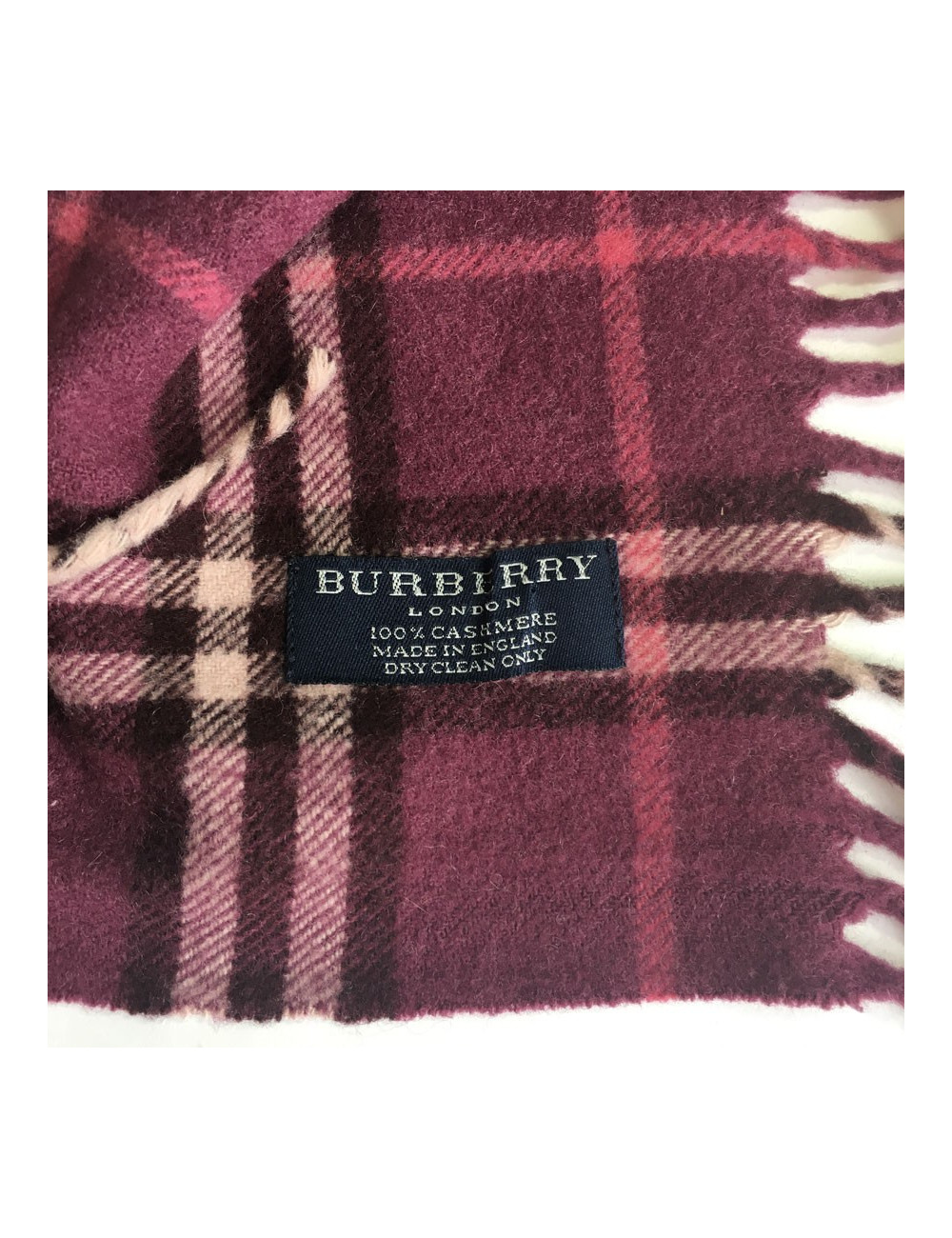 Echarpe BURBERRY à franges en cachemire prune