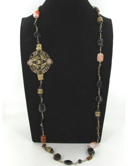 Sautoir CHANEL pierres multicolores