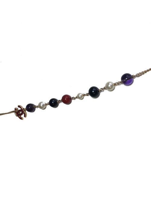 Sautoir CHANEL "Paris-Moscou" pendentif poupée russe et perles multicolores