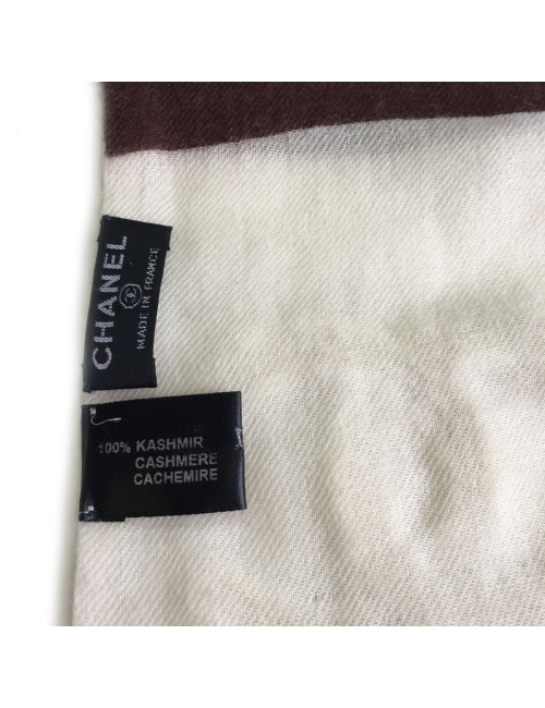 PRIX DEPOT Echarpe CHANEL rayée écrue et marron en cachemire