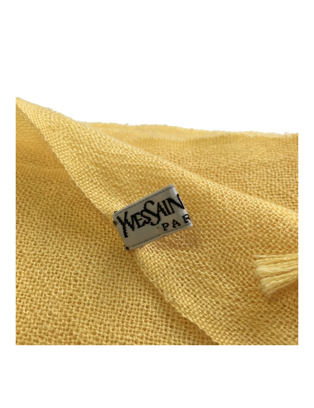 PRIX DEPOT Châle YVES SAINT LAURENT à franges jaune