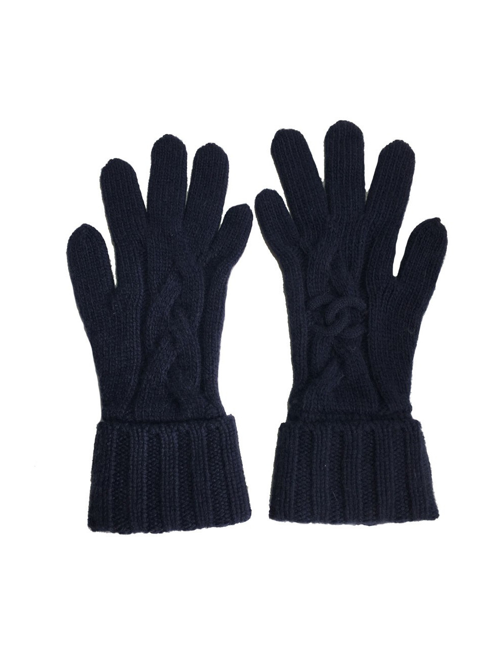 CHANEL gloves in dark blue cashmere size 7.5
