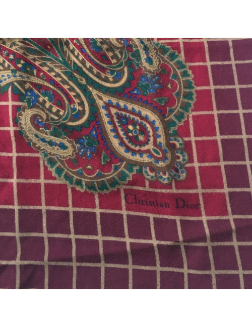 DIOR bordeaux, green and Brown with small fringe shawl