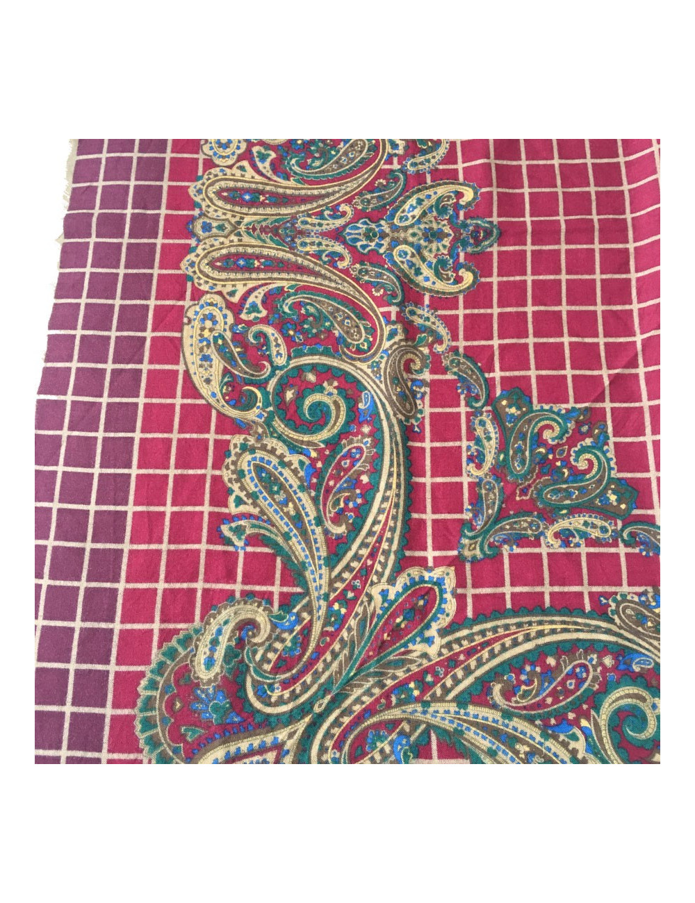 DIOR bordeaux, green and Brown with small fringe shawl