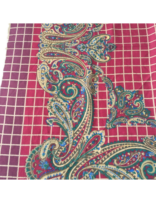 PRIX DEPOT Châle DIOR bordeaux, vert et marron à petites franges