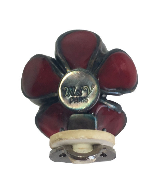 Boucles d'oreilles Clips MARGUERITE DE VALOIS fleurettes en pâte de verre rouge 