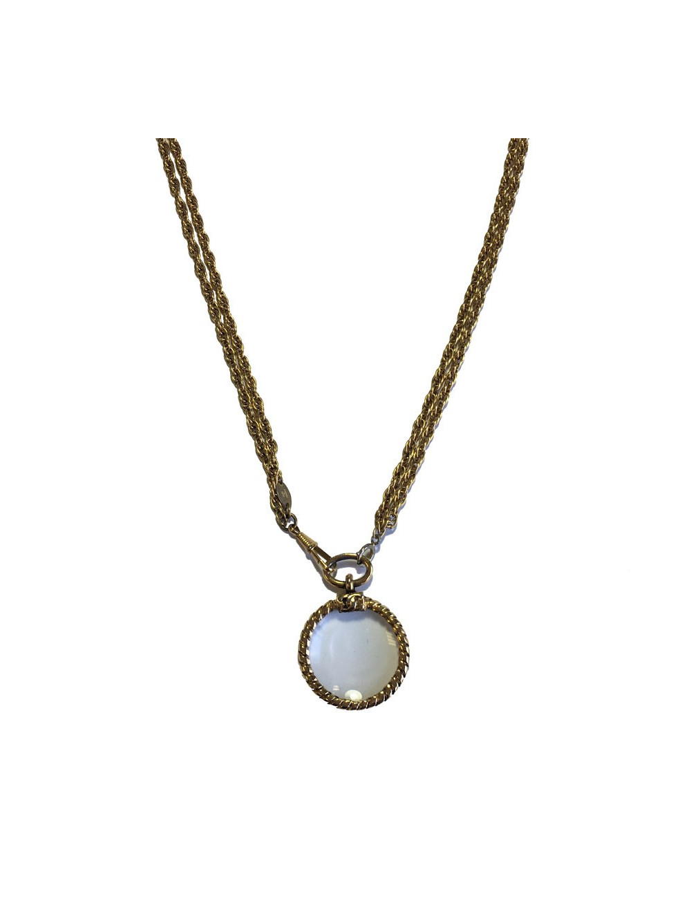 Sautoir CHANEL Vintage avec loupe en métal doré