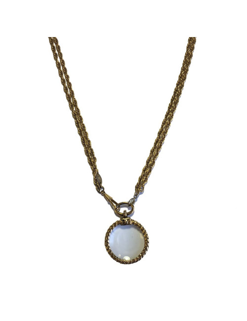 Sautoir CHANEL Vintage avec loupe en métal doré