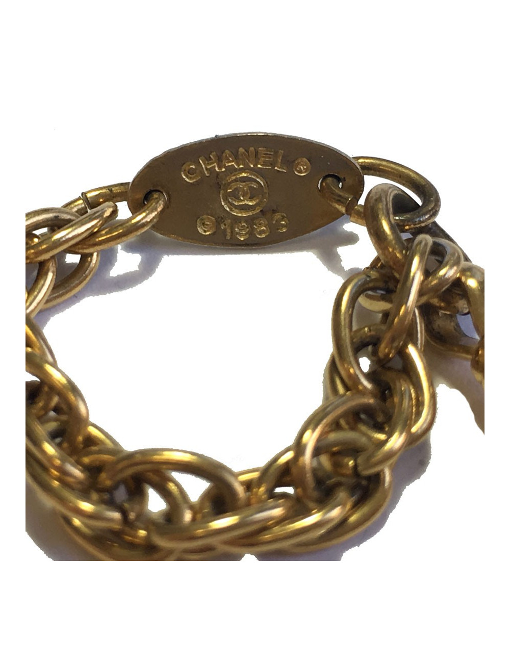 Sautoir CHANEL Vintage avec loupe en métal doré