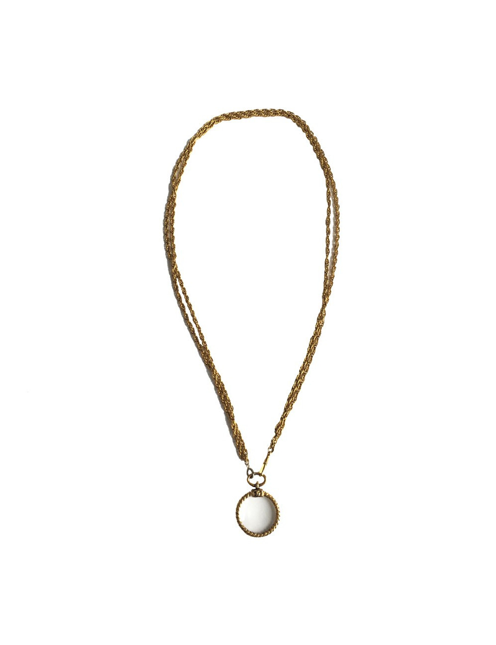 Sautoir CHANEL Vintage avec loupe en métal doré