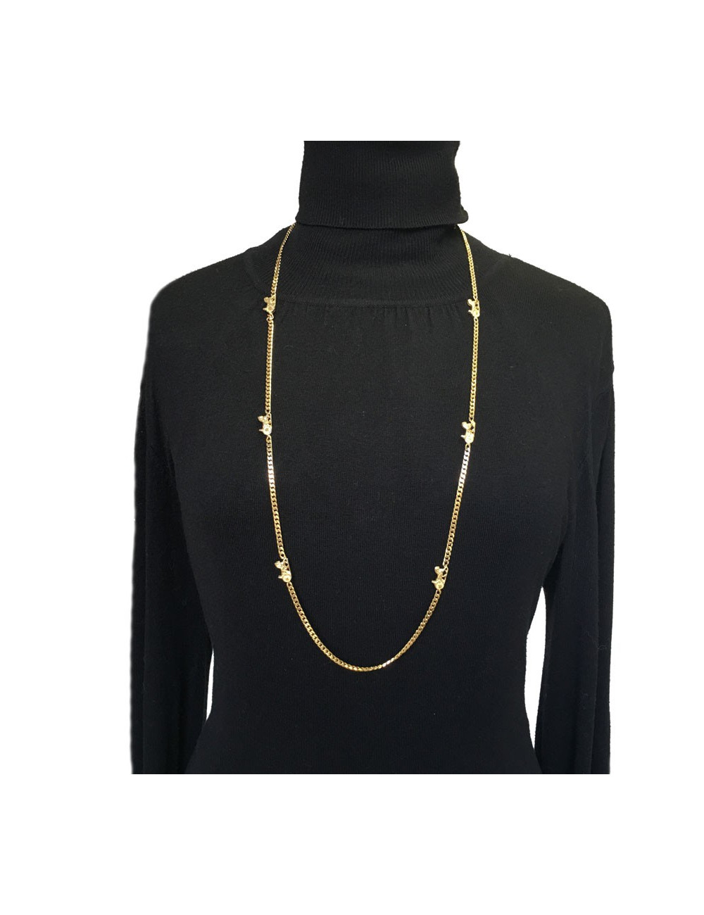 CELINE Long necklace wirth carriage charms in gilded metal