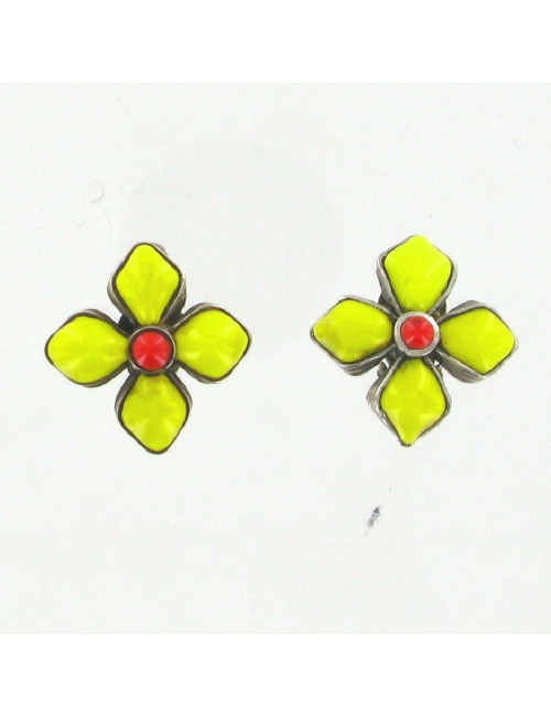 Clips fleurs vintage CHANEL en pâte de verre