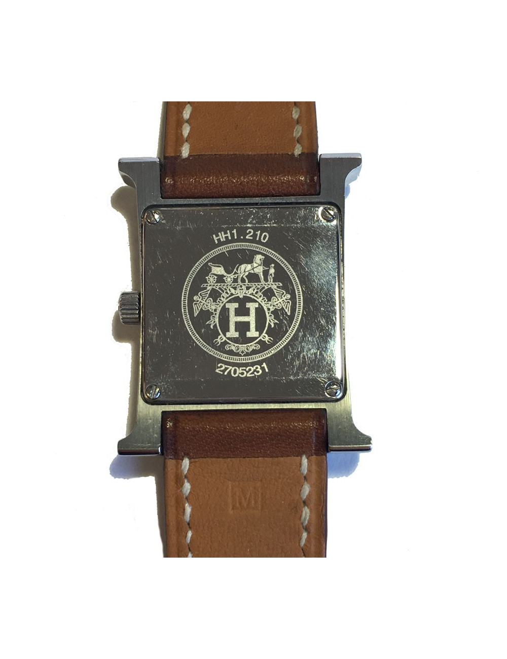 Montre Heure H HERMÈS pm en veau Barénia et acier