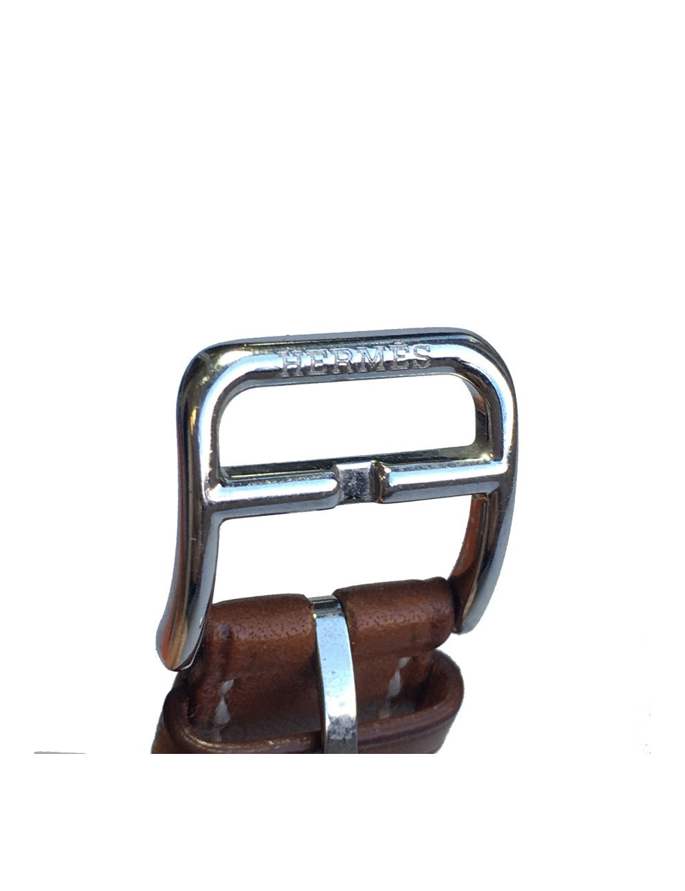 Montre Heure H HERMÈS pm en veau Barénia et acier