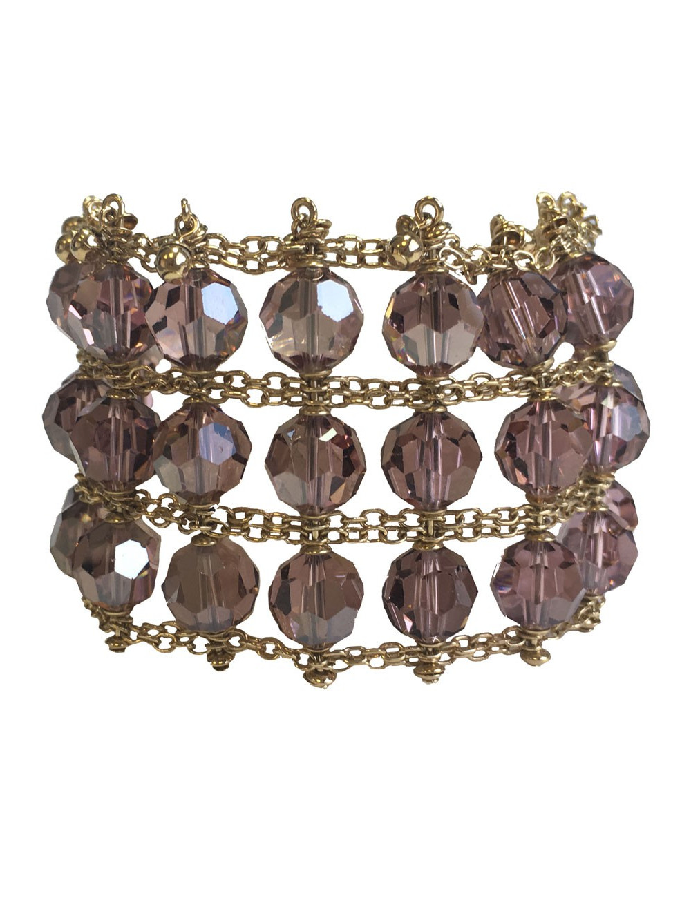 xxx Bracelet DANIEL SWAROVSKI perles en cristal facettées améthyste