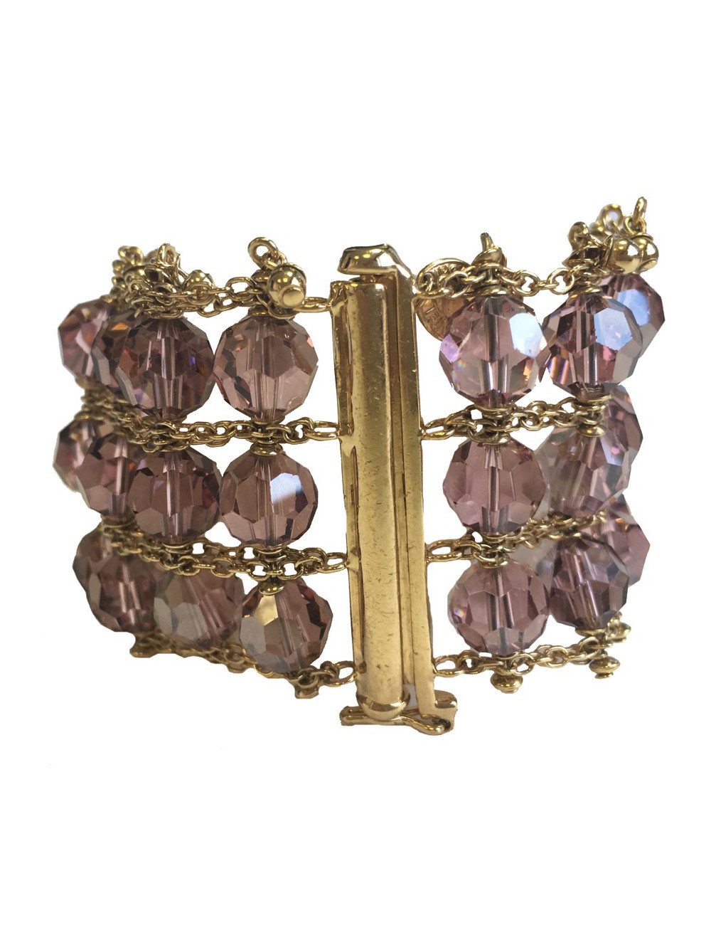 xxx Bracelet DANIEL SWAROVSKI perles en cristal facettées améthyste