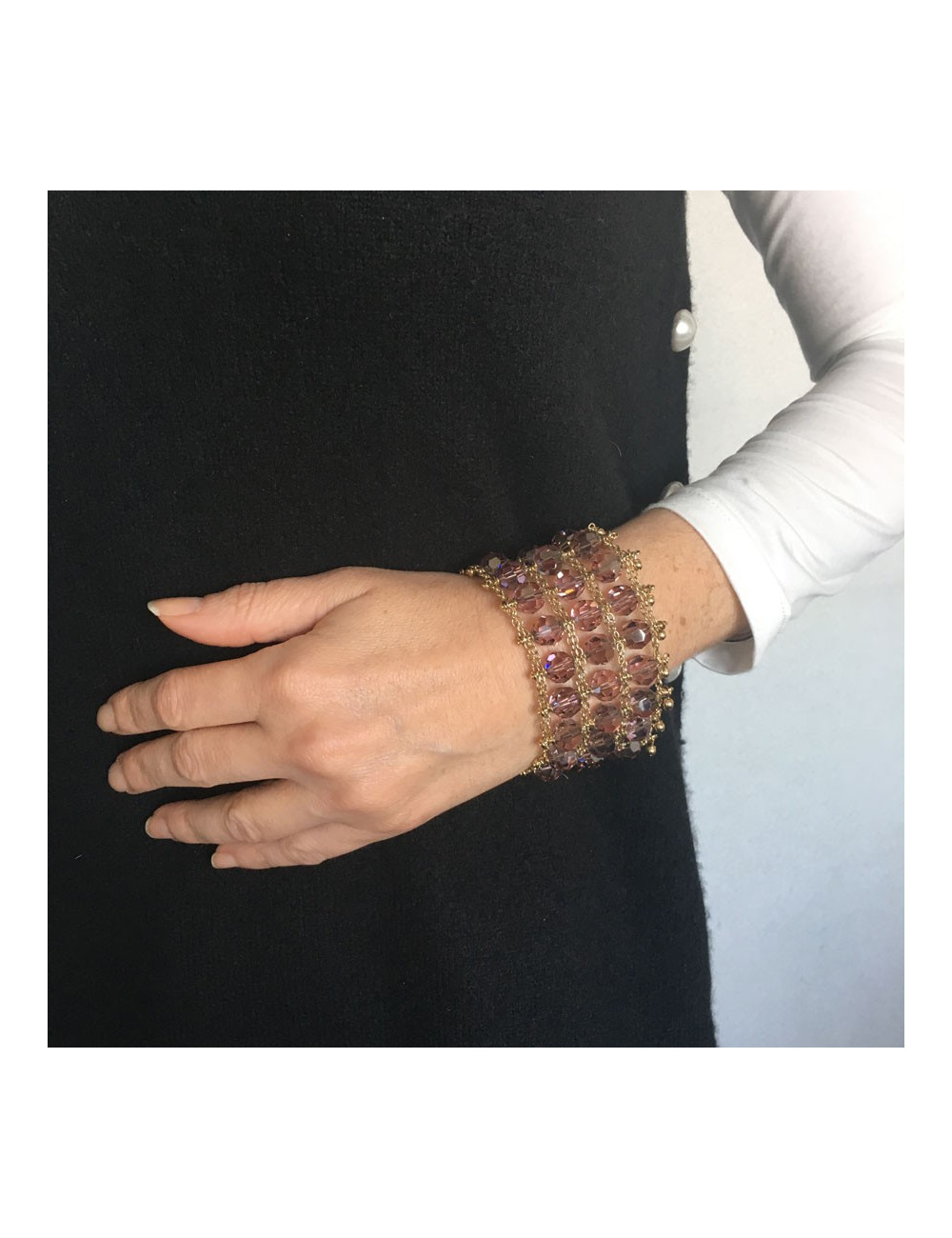 DANIEL SWAROVSKI bracelet beads in Amethyst faceted Crystal