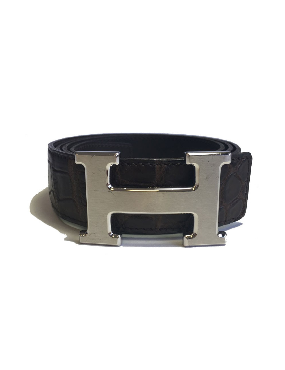 Ceinture HERMES Homme en crocodile porosus