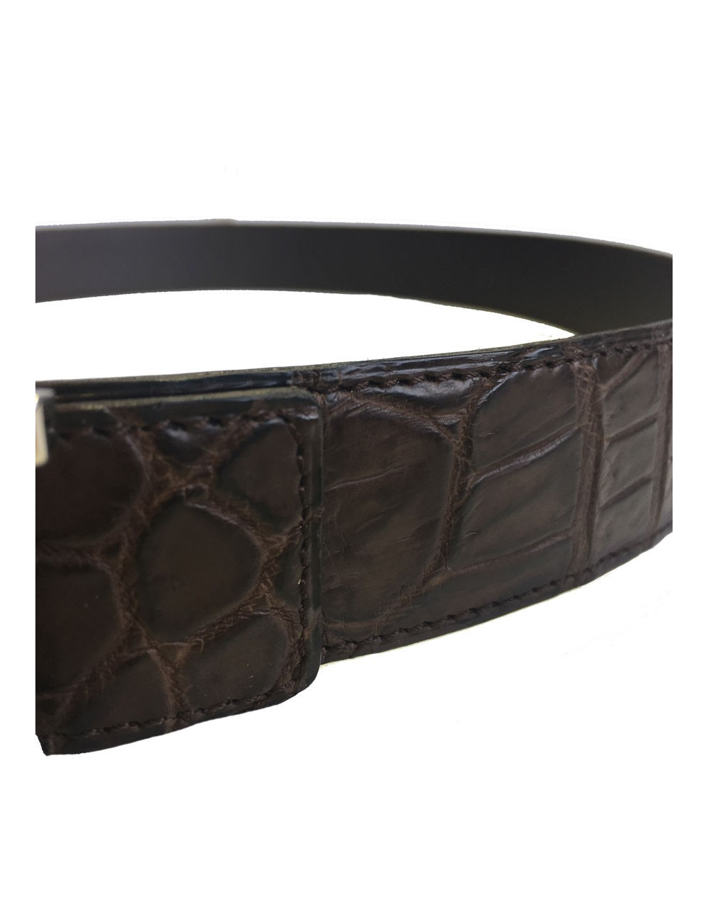 HERMES man belt in Brown porosus crocodile Size 95