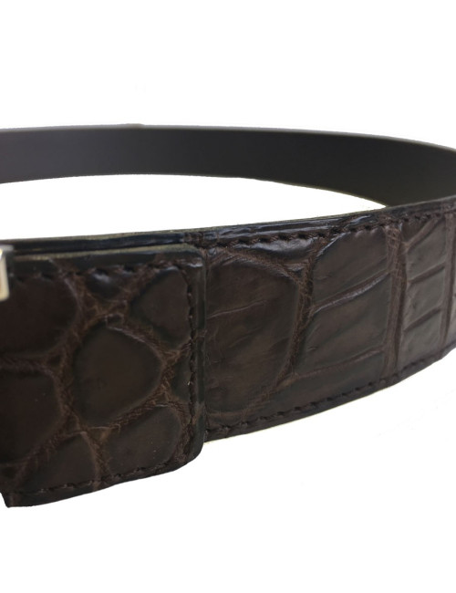 HERMES man belt in Brown porosus crocodile Size 95