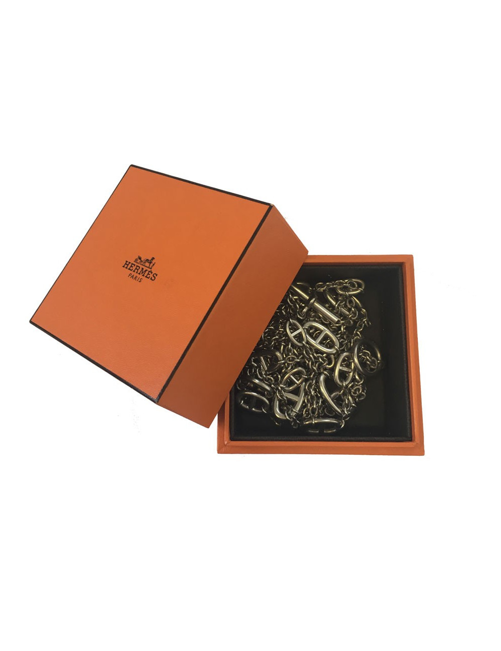 Long sautoir HERMES "Farandole" en argent massif