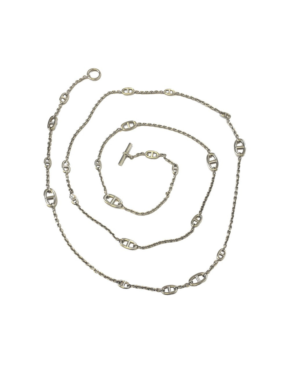 Long sautoir HERMES en argent massif