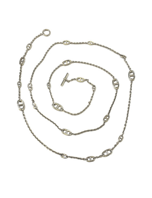 Long sautoir HERMES en argent massif