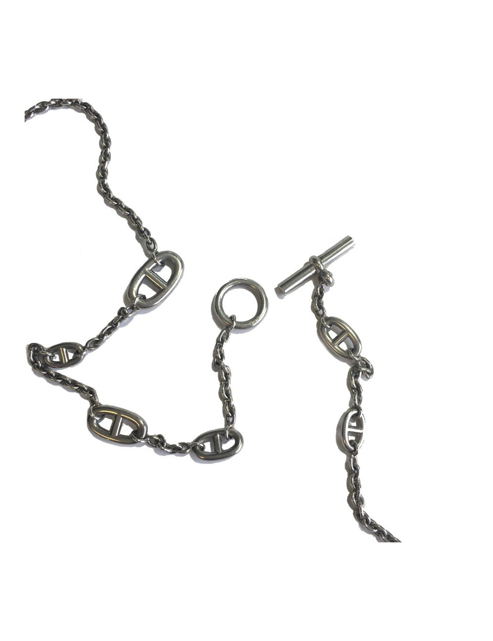 Long sautoir HERMES en argent massif