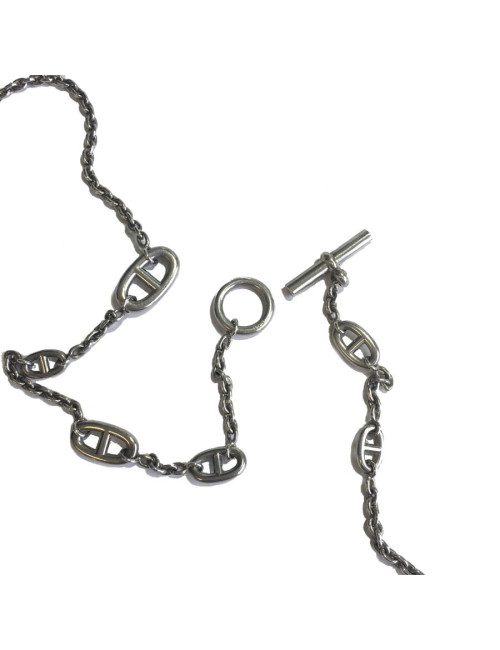Long sautoir HERMES en argent massif