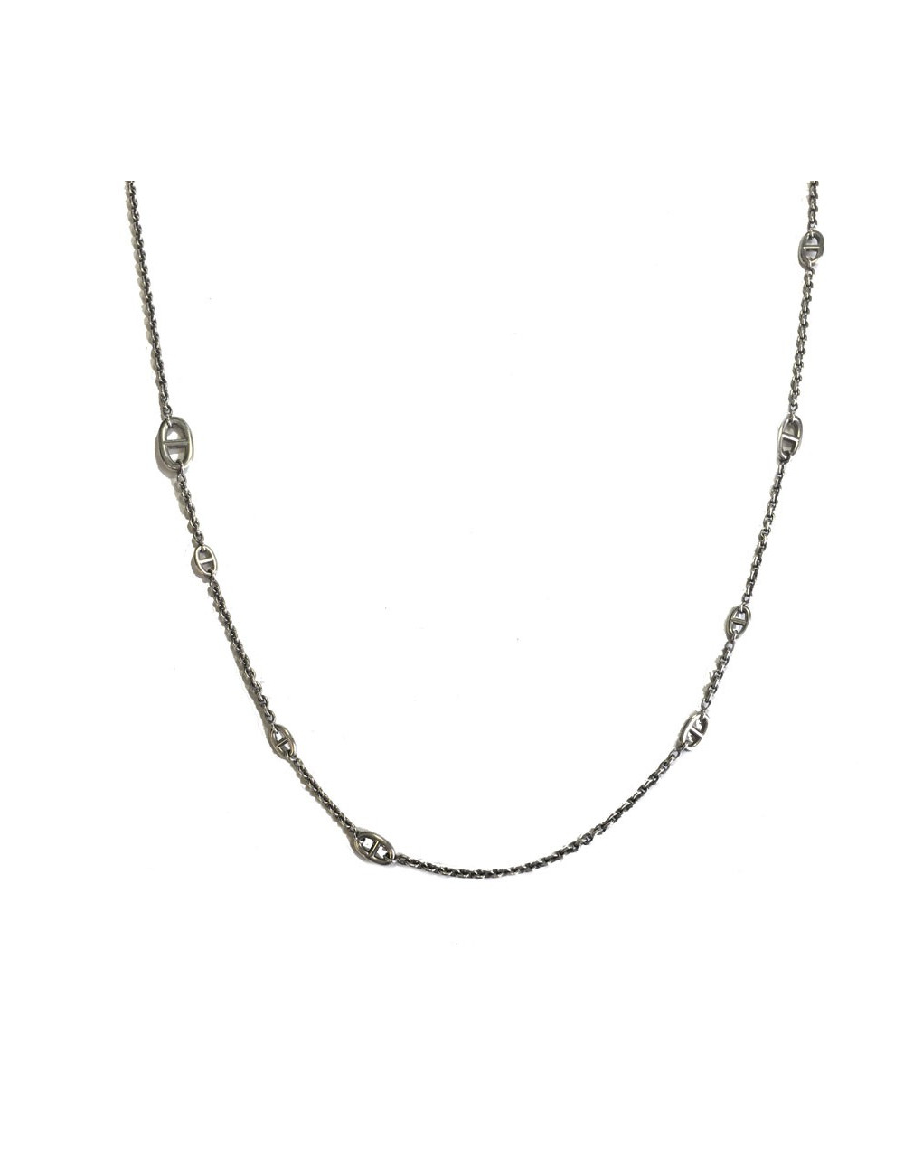 Long sautoir HERMES "Farandole" en argent massif