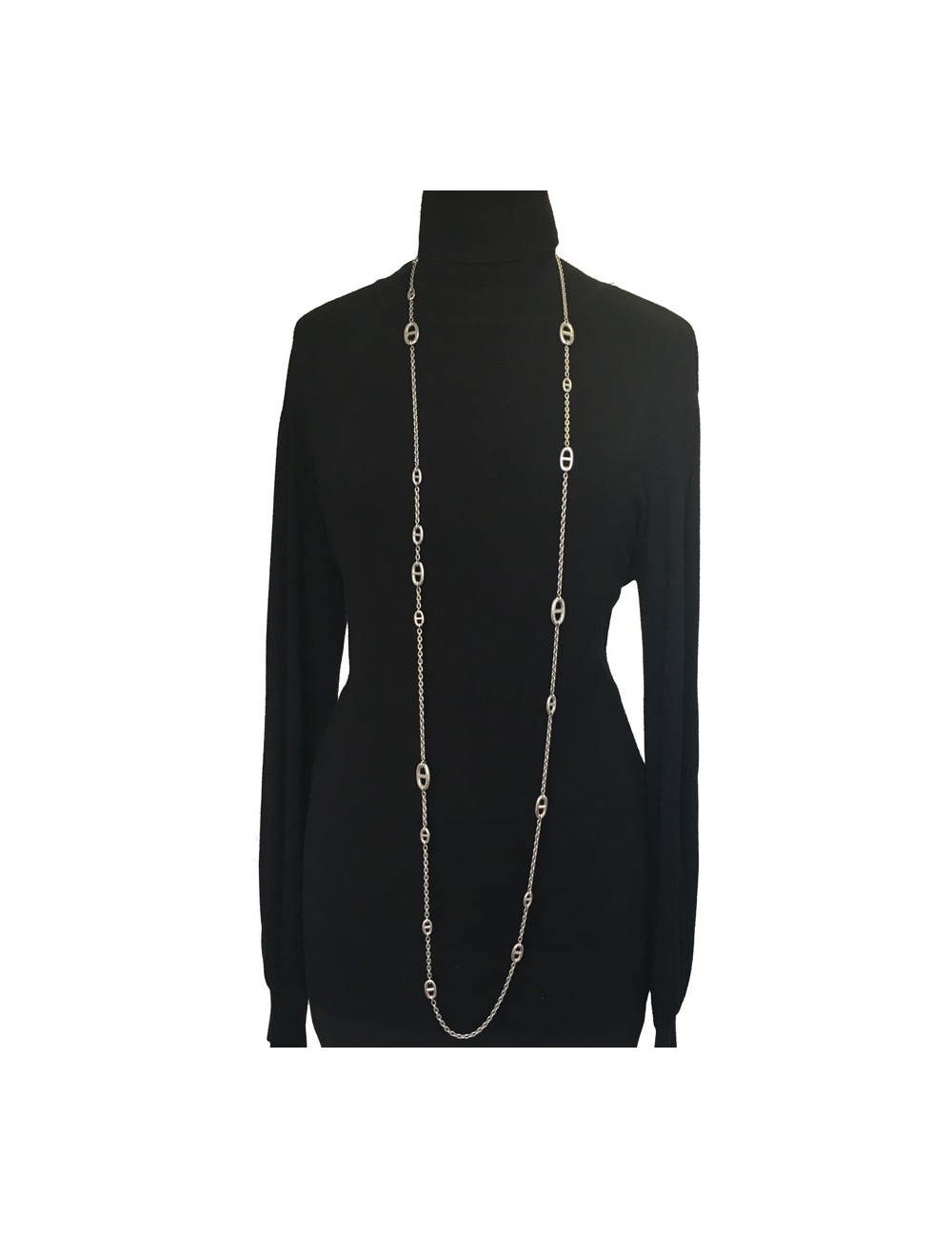 Long sautoir HERMES "Farandole" en argent massif