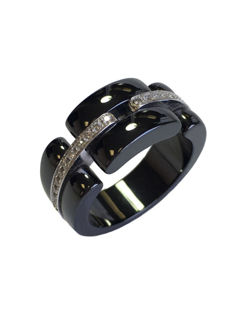 CHANEL ring model 'Ultra' in 18 carat white gold, black ceramic and diamonds 