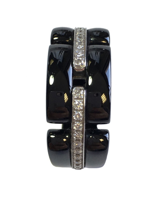 Bague "Ultra" CHANEL en céramique noire et diamants T58