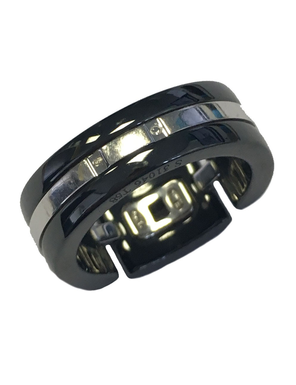 CHANEL ring model 'Ultra' in 18 carat white gold, black ceramic and diamonds 