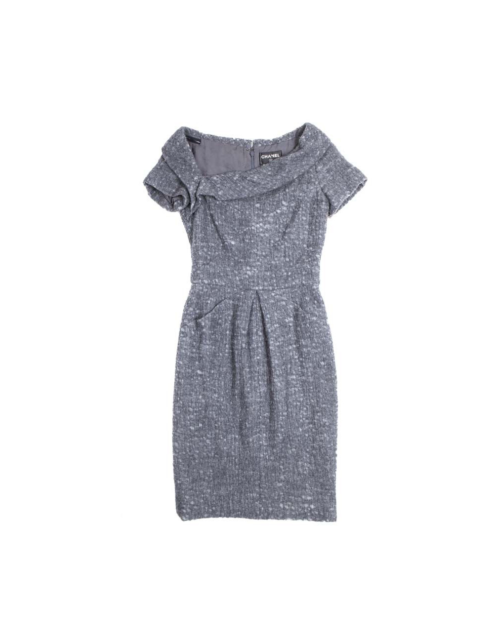 Robe CHANEL T 36 en laine grise