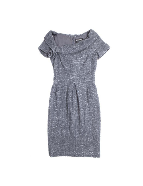 Robe CHANEL T 36 en laine grise