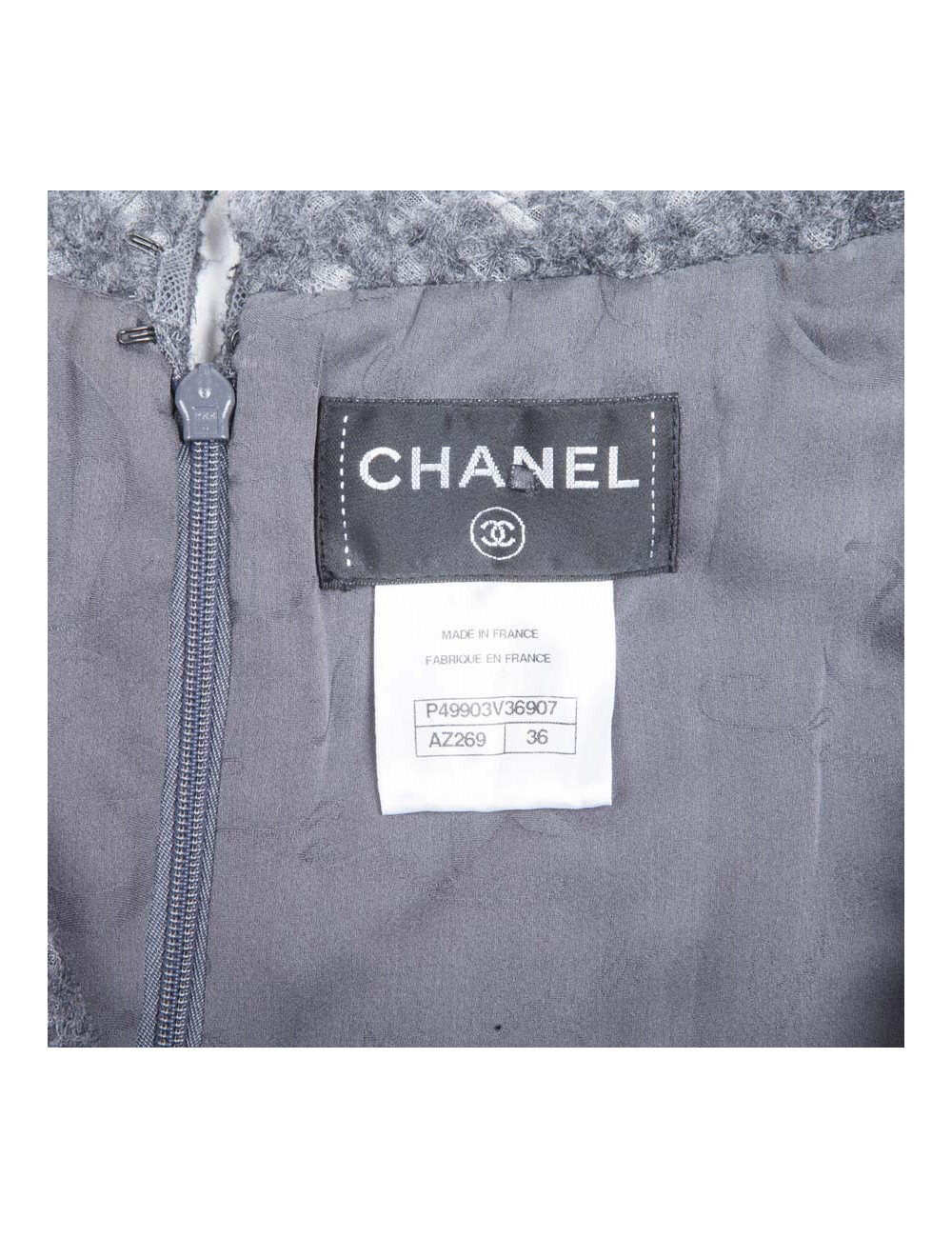 Robe CHANEL T 36 en laine grise