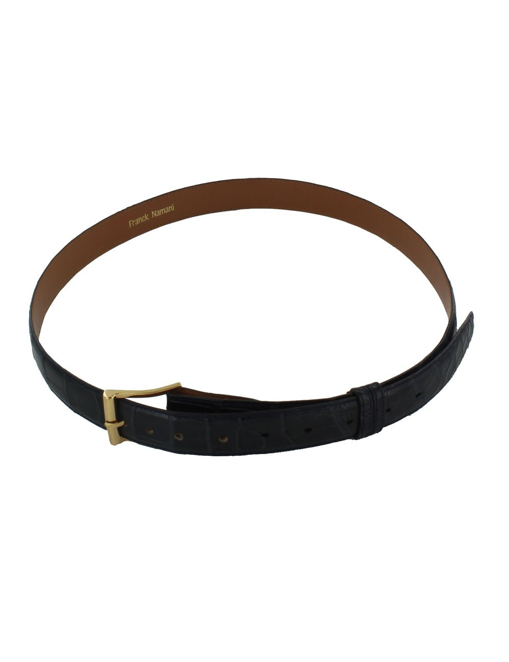 Ceinture homme FRANCK NAMANI bleu nuit en croco veritable