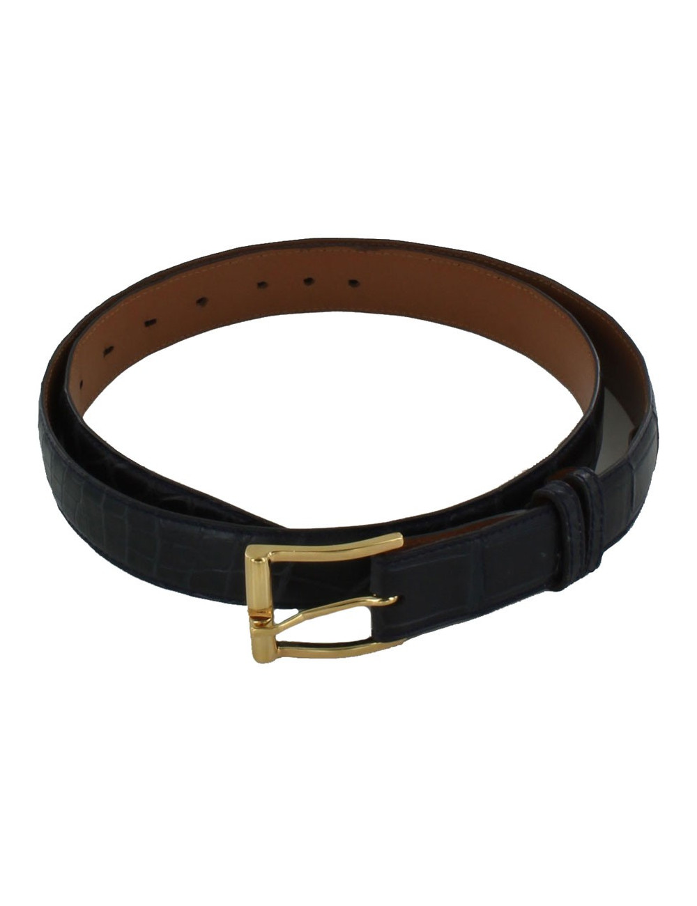 FRANCK NAMANI men's belt in blue night crocodile leather