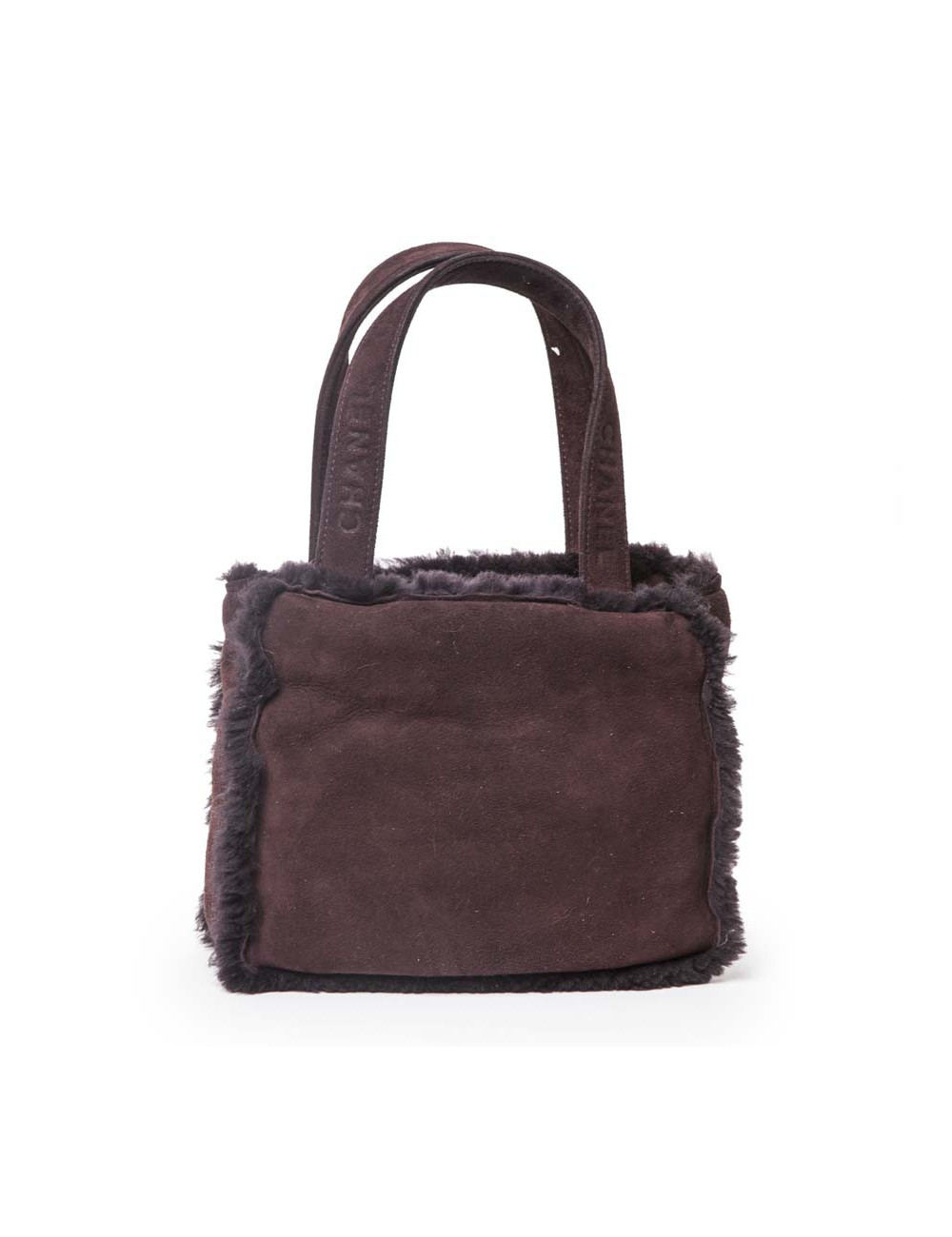 Mini sac cabas CHANEL peau retournée marron