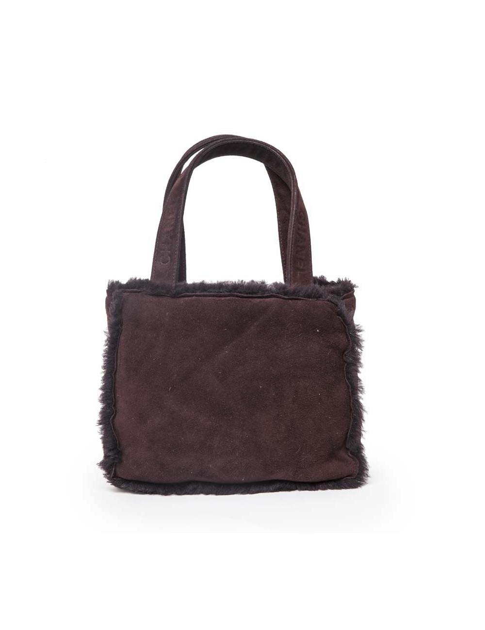 Mini Tote bag CHANEL Brown plum Shearling leather