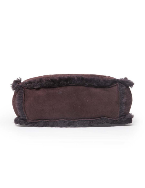 Mini Tote bag CHANEL Brown plum Shearling leather