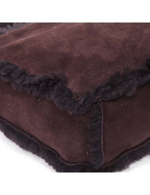 Mini Tote bag CHANEL Brown plum Shearling leather