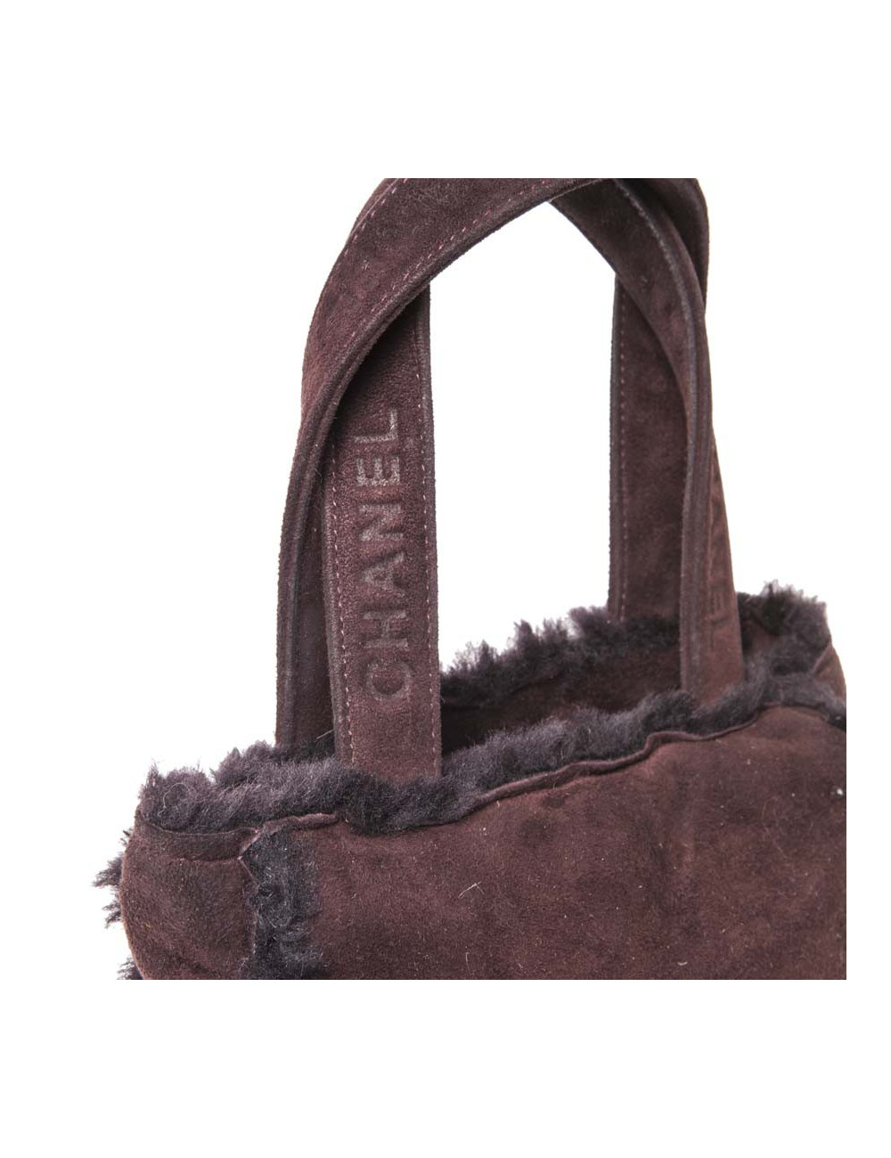 Mini sac cabas CHANEL peau retournée bordeaux