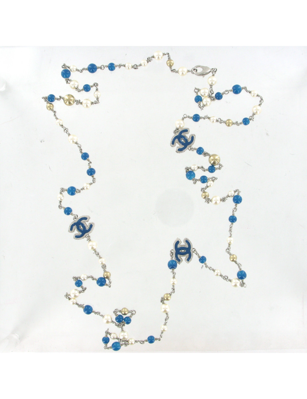 Sautoir CHANEL perles multicolores et CC 