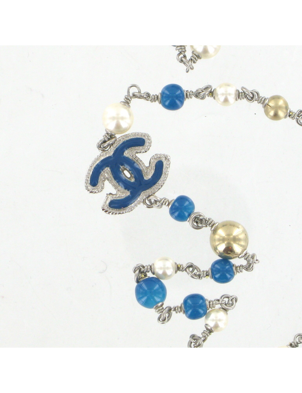 Sautoir CHANEL perles multicolores et CC 