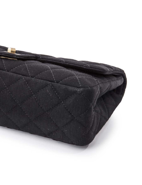 CHANEL 2.55 double flap jumbo bag in black jersey