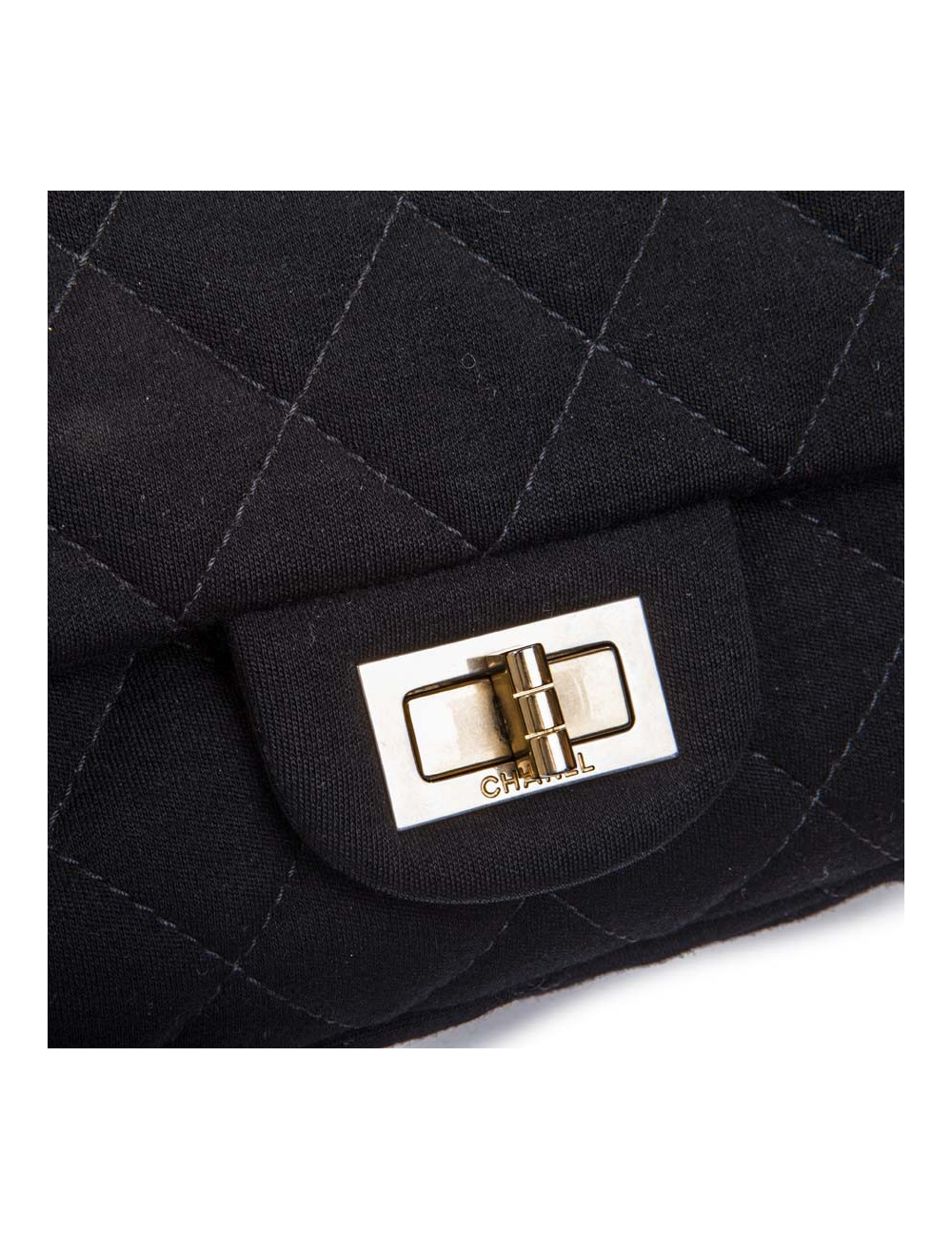 CHANEL 2.55 double flap jumbo bag in black jersey